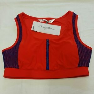 X Gottex Zipper Mesh Panels Sports Bra